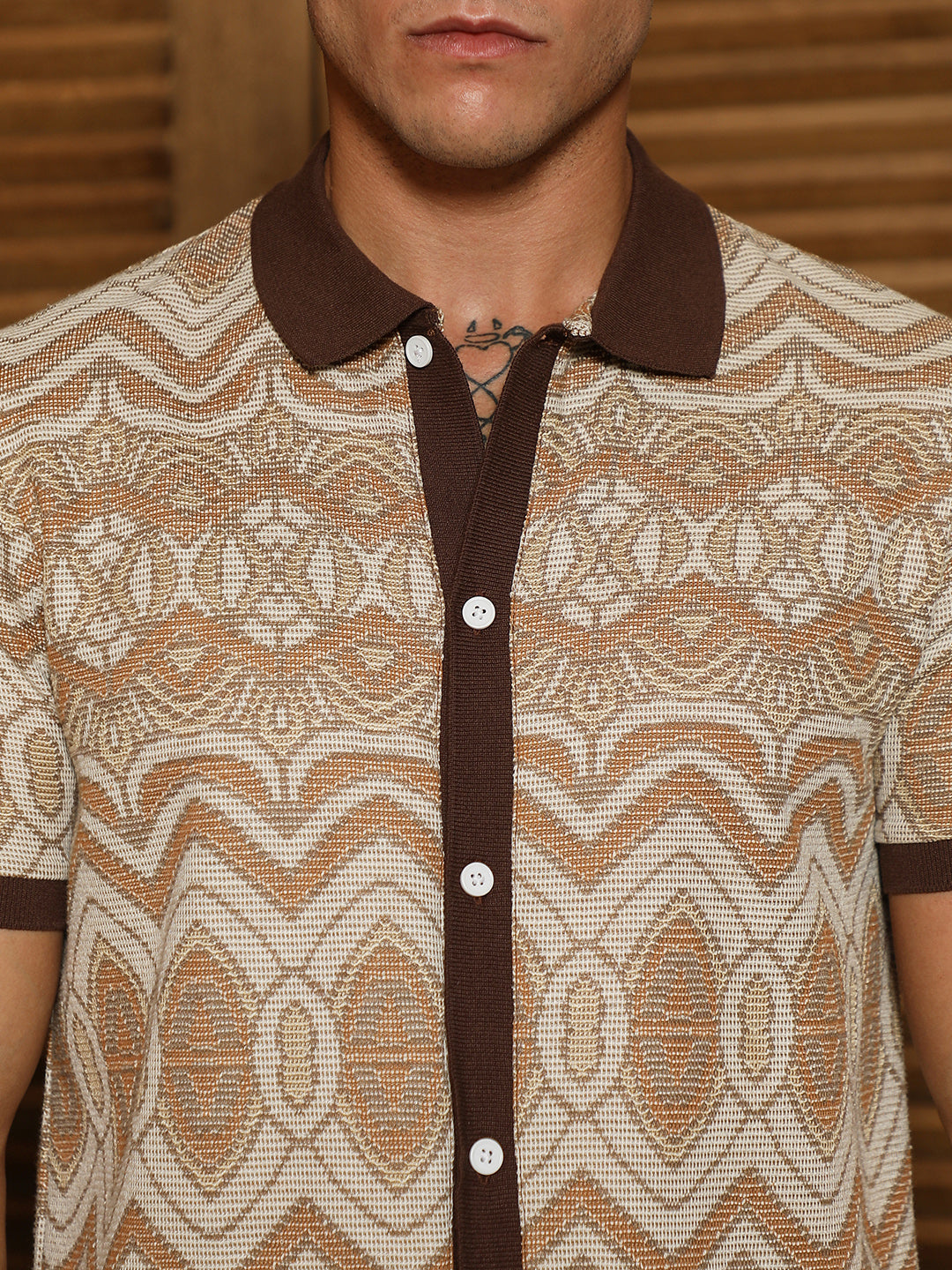 Arched-Knit Polo Shirt