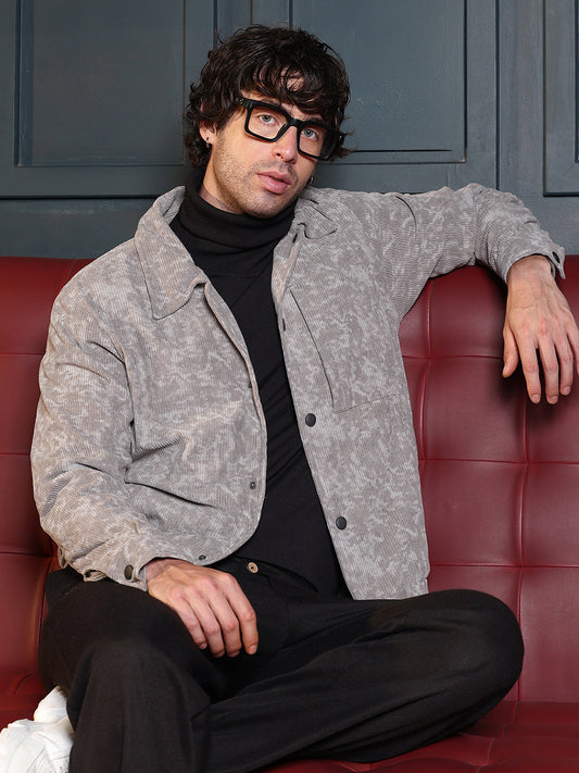 Faded-Corduroy Utility Bomber Jacket