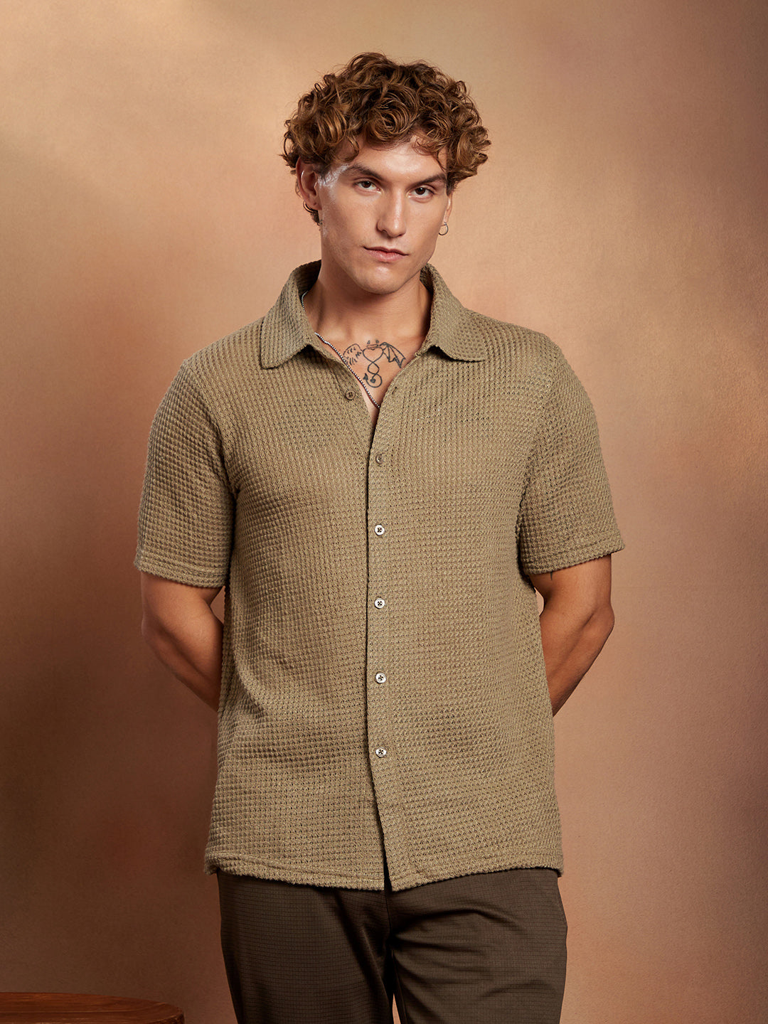 Solid-Knit Oversized Shirt