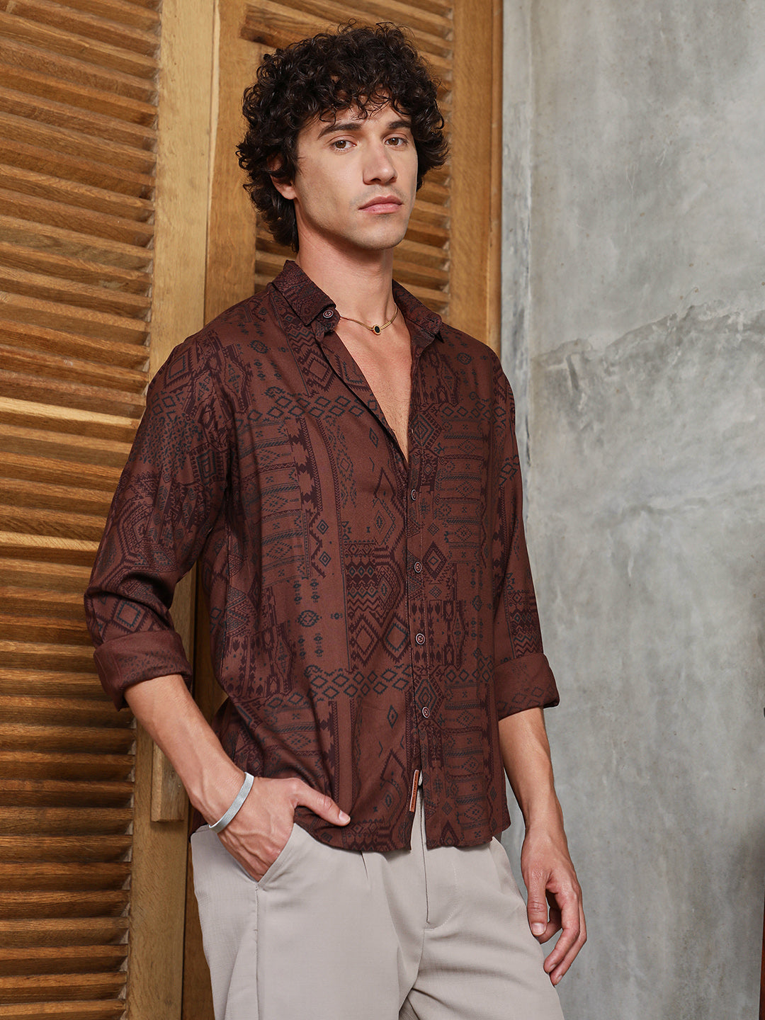 Aztec-Imprint Shirt