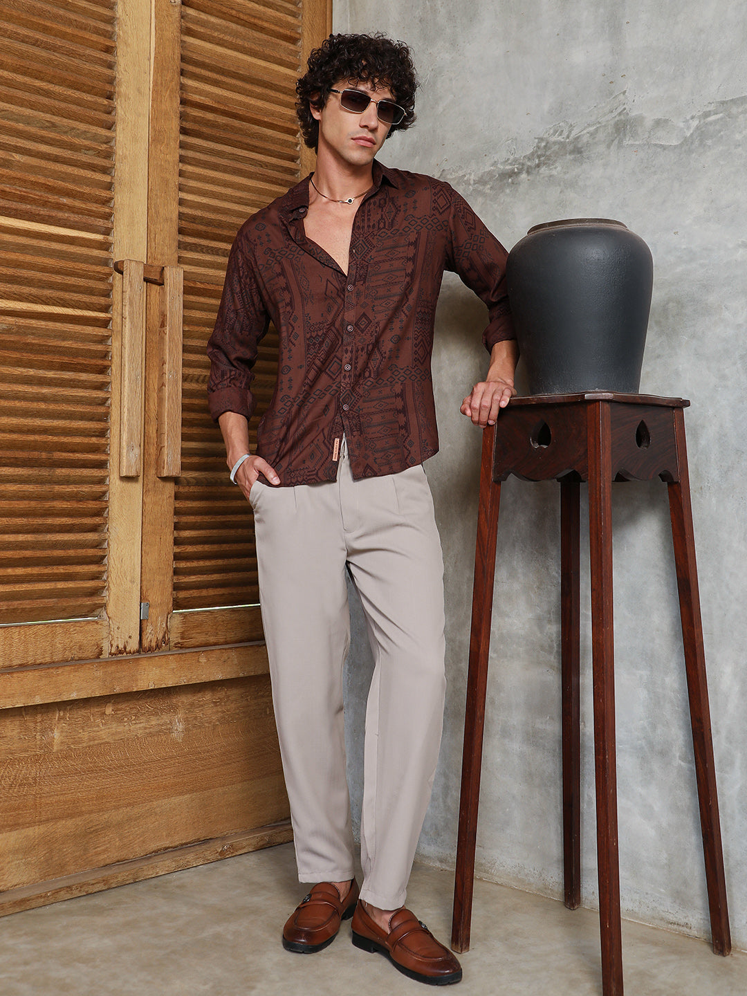 Aztec-Imprint Shirt