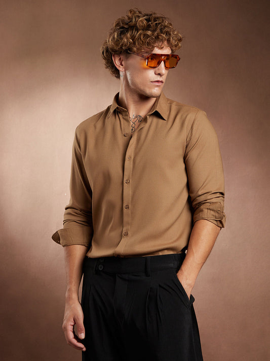 Solid Waffle-Weave Shirt