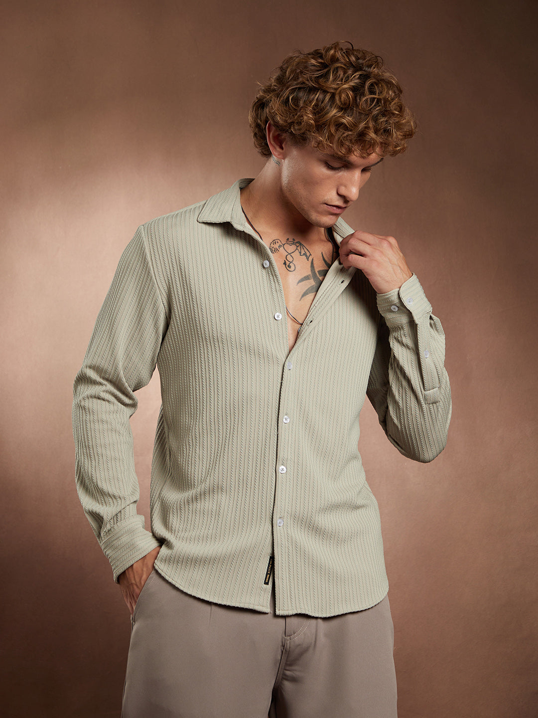Rope-Striped Tactile Shirt