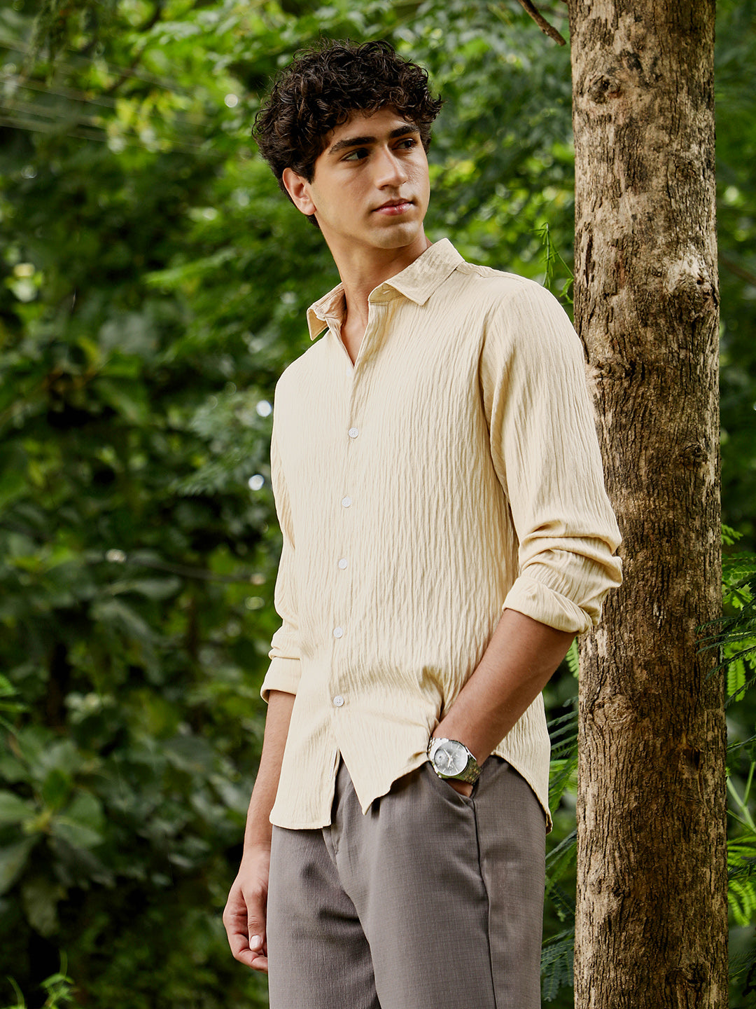Solid Creased-Tactile Shirt
