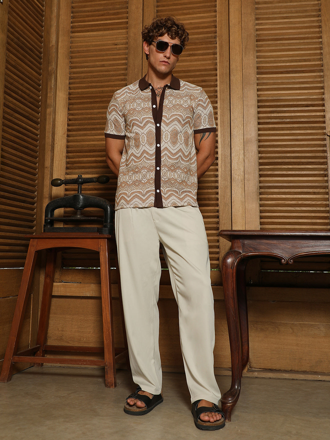 Arched-Knit Polo Shirt